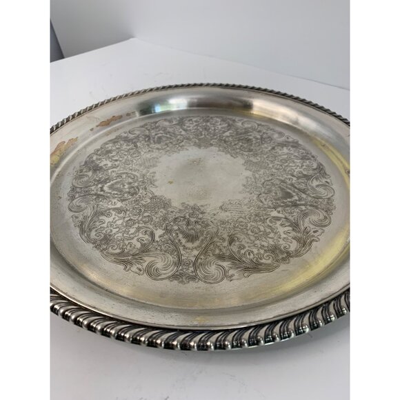 VTG 50s William Rogers 171 Silver Plate Etched Serving Tray 12.5" 8821 - Picture 3 of 9